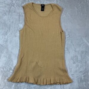 DD Collection Womens Cashmere Blend Sleeveless Ruffle Hem Knit‎ Tank Top Large
